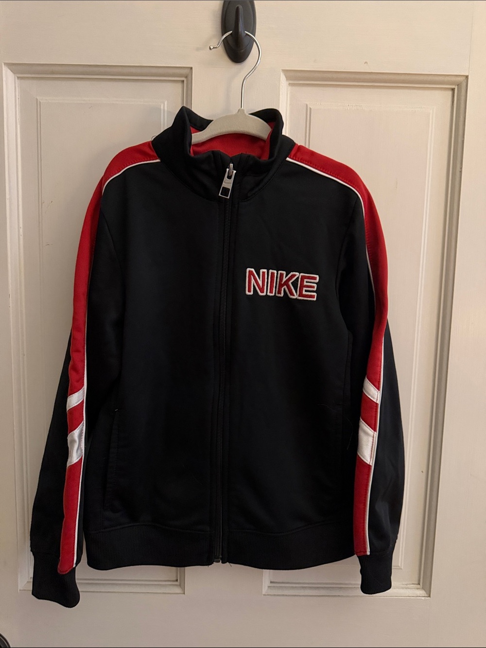 Nike Kids Black Red & White Zip Front Athletic Track Jacket